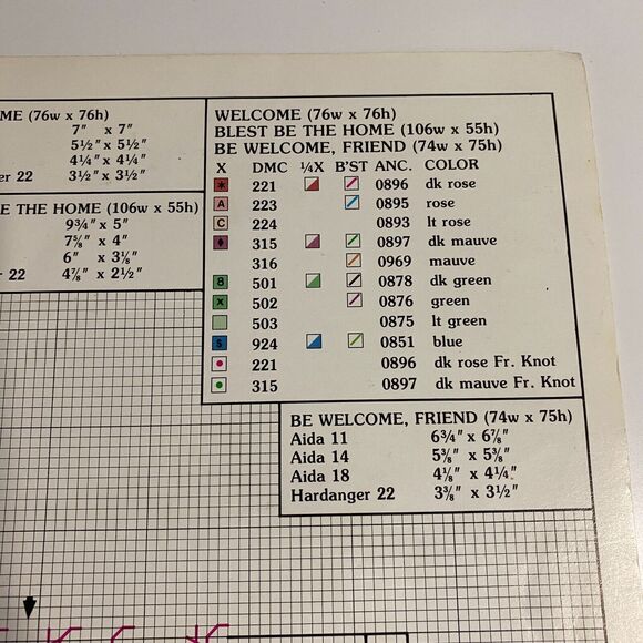 VTG 1988 Leisure Arts Be Welcome Friend Leaflet 645 Counted Cross Stitch Chart - Picture 11 of 11